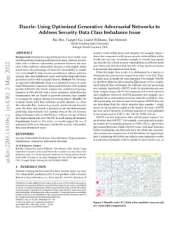 Dazzle: Using Optimized Generative Adversarial Networks to Address
  Security Data Class Imbalance Issue