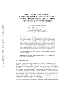 Convolutional Neural Network-based Efficient Dense Point Cloud
  Generation using Unsigned Distance Fields