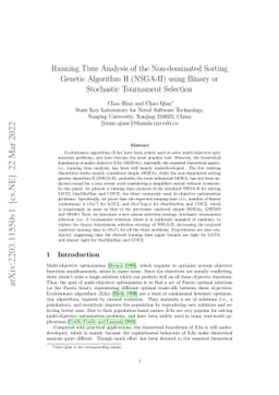 Running Time Analysis of the Non-dominated Sorting Genetic Algorithm II
  (NSGA-II) using Binary or Stochastic Tournament Selection