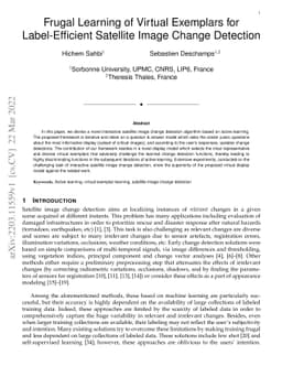 Frugal Learning of Virtual Exemplars for Label-Efficient Satellite Image
  Change Detection