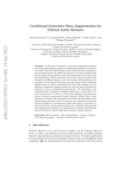 Conditional Generative Data Augmentation for Clinical Audio Datasets