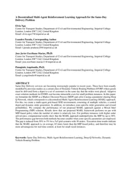A Decentralised Multi-Agent Reinforcement Learning Approach for the
  Same-Day Delivery Problem