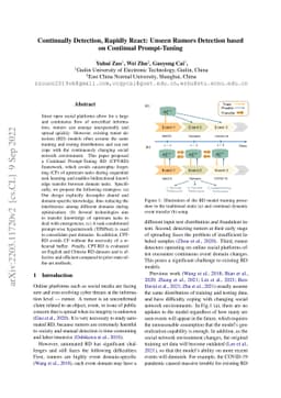 Continuous Detection, Rapidly React: Unseen Rumors Detection based on
  Continual Prompt-Tuning