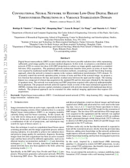 Convolutional Neural Network to Restore Low-Dose Digital Breast
  Tomosynthesis Projections in a Variance Stabilization Domain