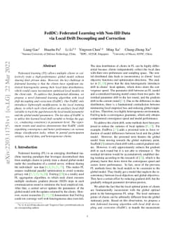 FedDC: Federated Learning with Non-IID Data via Local Drift Decoupling
  and Correction