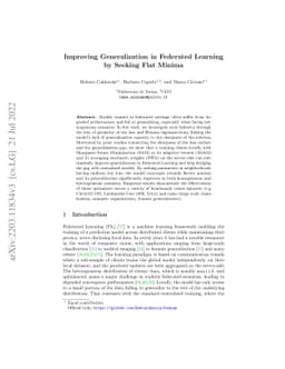 Improving Generalization in Federated Learning by Seeking Flat Minima