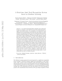 A Real-time Junk Food Recognition System based on Machine Learning