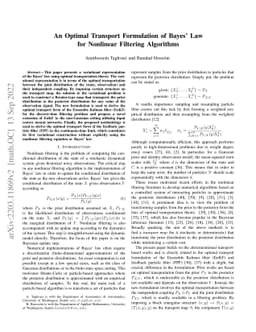 An Optimal Transport Formulation of Bayes' Law for Nonlinear Filtering
  Algorithms