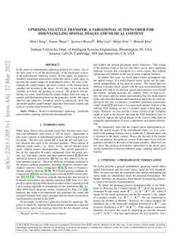 Upmixing via style transfer: a variational autoencoder for disentangling
  spatial images and musical content