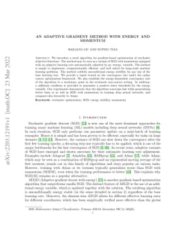 An Adaptive Gradient Method with Energy and Momentum
