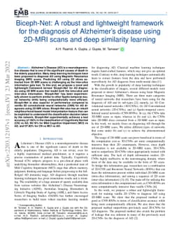 Biceph-Net: A robust and lightweight framework for the diagnosis of
  Alzheimer's disease using 2D-MRI scans and deep similarity learning