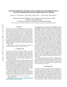 Towards Expressive Speaking Style Modelling with Hierarchical Context
  Information for Mandarin Speech Synthesis