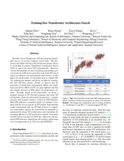 Training-free Transformer Architecture Search