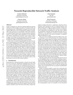 Towards Reproducible Network Traffic Analysis