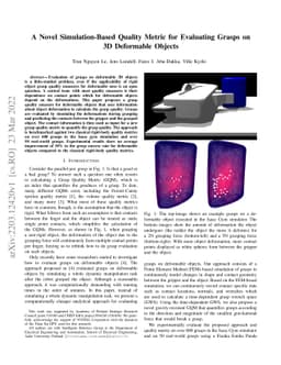 A Novel Simulation-Based Quality Metric for Evaluating Grasps on 3D
  Deformable Objects