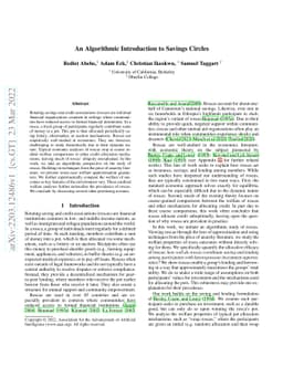 An Algorithmic Introduction to Savings Circles