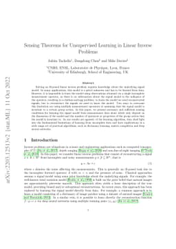 Sensing Theorems for Unsupervised Learning in Linear Inverse Problems