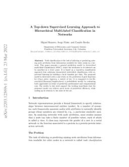 A Top-down Supervised Learning Approach to Hierarchical Multi-label
  Classification in Networks