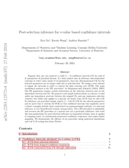 Post-selection inference for e-value based confidence intervals