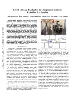 Robust Onboard Localization in Changing Environments Exploiting Text
  Spotting