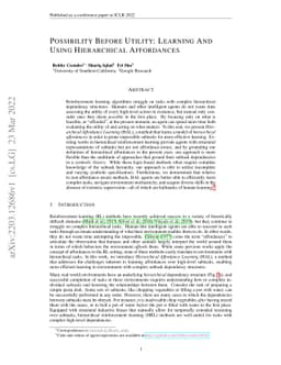 Possibility Before Utility: Learning And Using Hierarchical Affordances