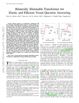 Bilaterally Slimmable Transformer for Elastic and Efficient Visual
  Question Answering