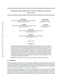 Intrinsic Bias Identification on Medical Image Datasets