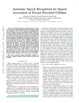Automatic Speech Recognition for Speech Assessment of Persian Preschool
  Children