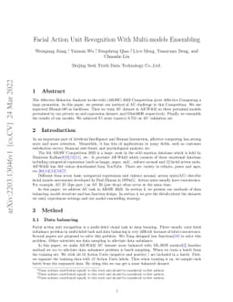 Facial Action Unit Recognition With Multi-models Ensembling