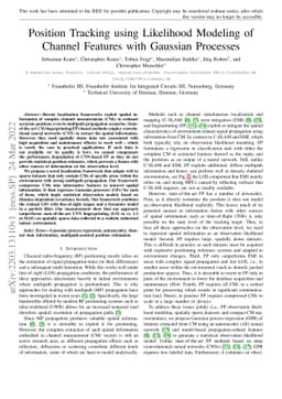 Position Tracking using Likelihood Modeling of Channel Features with
  Gaussian Processes