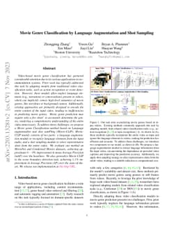 Movie Genre Classification by Language Augmentation and Shot Sampling