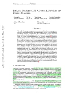Linking Emergent and Natural Languages via Corpus Transfer