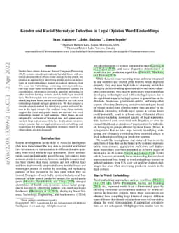 Gender and Racial Stereotype Detection in Legal Opinion Word Embeddings