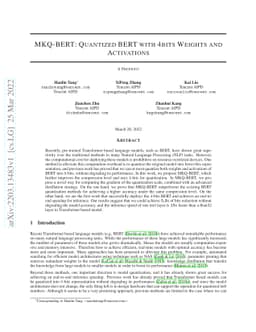 MKQ-BERT: Quantized BERT with 4-bits Weights and Activations
