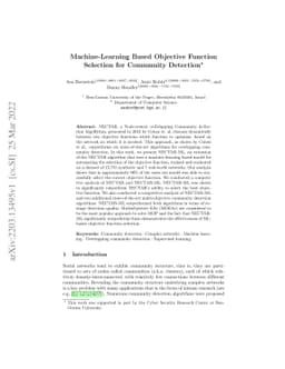 Machine-Learning Based Objective Function Selection for Community
  Detection