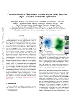 Contrastive learning of Class-agnostic Activation Map for Weakly
  Supervised Object Localization and Semantic Segmentation