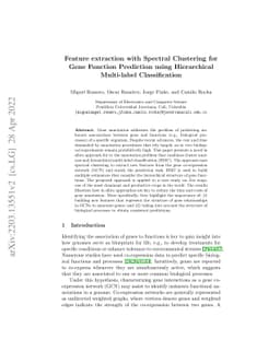 Feature extraction using Spectral Clustering for Gene Function
  Prediction using Hierarchical Multi-label Classification
