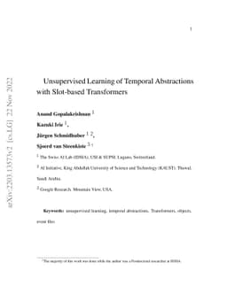 Unsupervised Learning of Temporal Abstractions with Slot-based
  Transformers