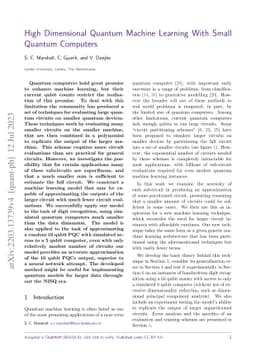 High Dimensional Quantum Machine Learning With Small Quantum Computers