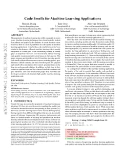 Code Smells for Machine Learning Applications