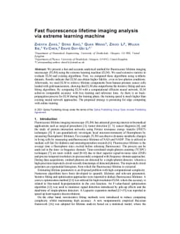Fast fluorescence lifetime imaging analysis via extreme learning machine