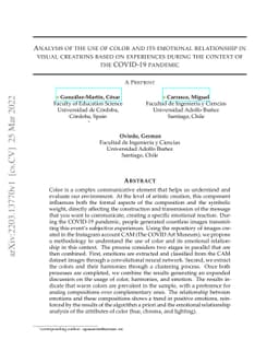 Analysis of the use of color and its emotional relationship in visual
  creations based on experiences during the context of the COVID-19 pandemic
