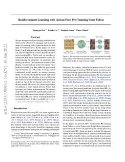 Reinforcement Learning with Action-Free Pre-Training from Videos