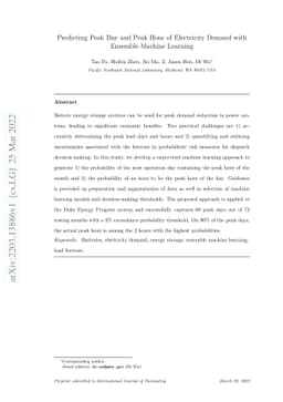 Predicting Peak Day and Peak Hour of Electricity Demand with Ensemble
  Machine Learning