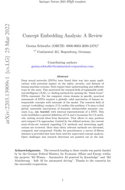 Concept Embedding Analysis: A Review