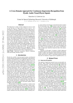 A Cross-Domain Approach for Continuous Impression Recognition from
  Dyadic Audio-Visual-Physio Signals