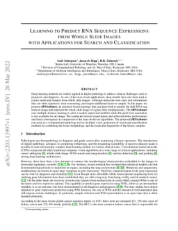 Learning to Predict RNA Sequence Expressions from Whole Slide Images
  with Applications for Search and Classification