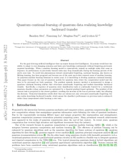 Quantum continual learning of quantum data realizing knowledge backward
  transfer