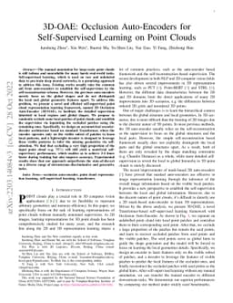 3D-OAE: Occlusion Auto-Encoders for Self-Supervised Learning on Point
  Clouds