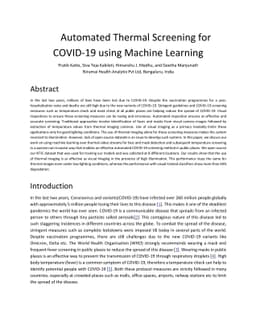 Automated Thermal Screening for COVID-19 using Machine Learning